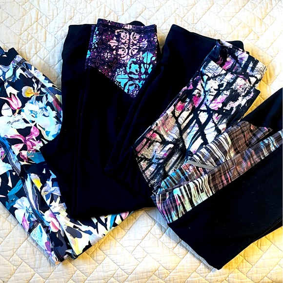 NEXT Lot De 4 Leggings Enfants - Couleurs Pastel Douces, Rayures, Unis & Floraux - Coton Confort Taille Élastique